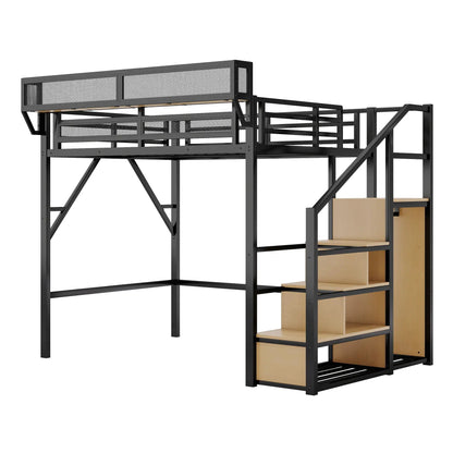 Loft bed with stairs and wardrobe in dark steel frame by Unique Piece Furniture on Tampa Home & Garden Store