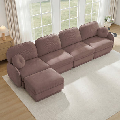 137 Inch Oversized Chenille L Shaped Sofa and Ottoman
