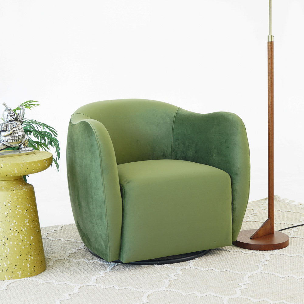Green velvet swivel chair by HouseOfZazla, armchair with 360° rotation on Tampa Home & Garden Store