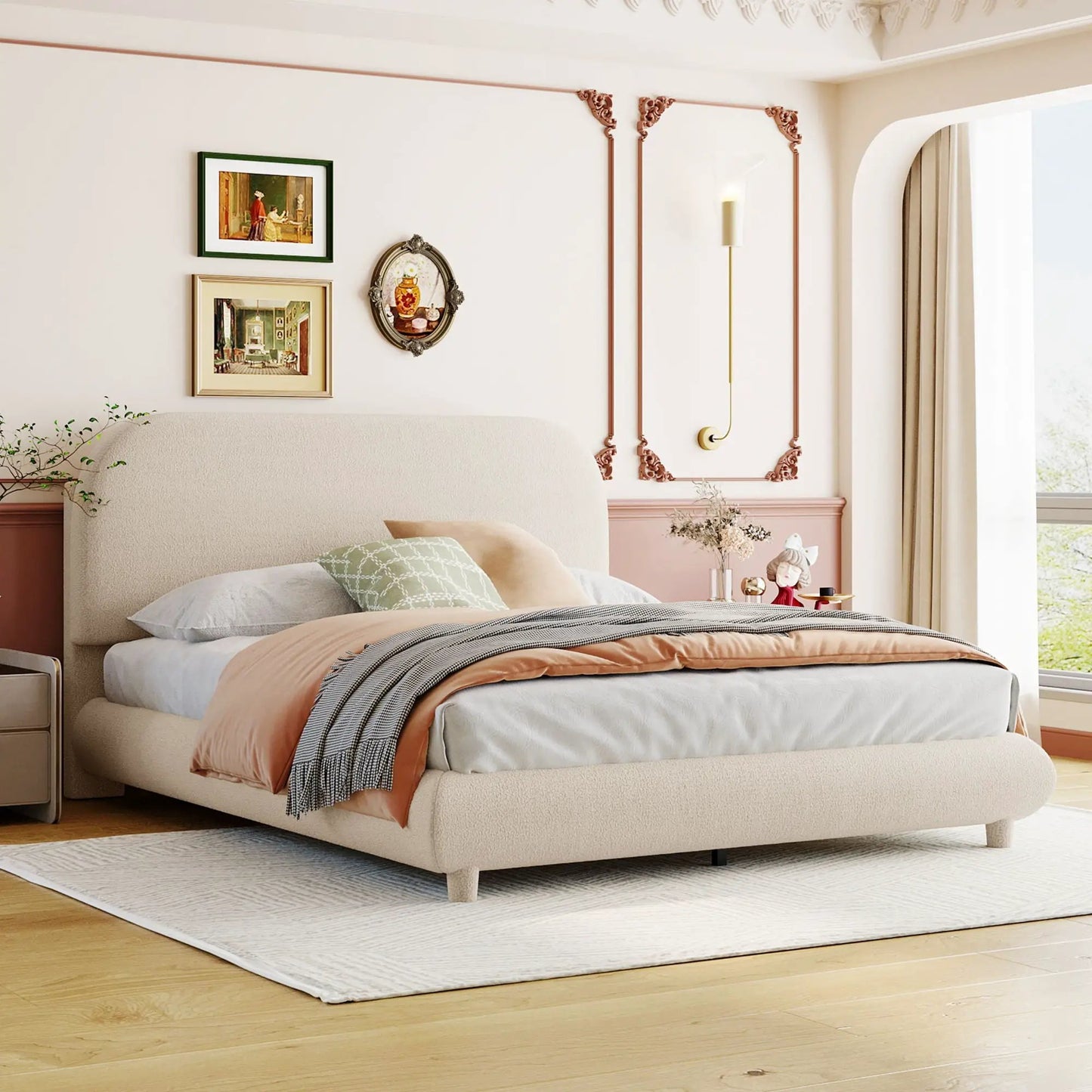 Upholstered Platform Bed With Thick Solid Frame