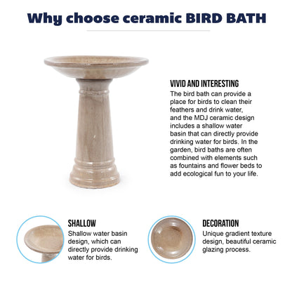Vintage Khaki Ceramic Bird Bath and Garden