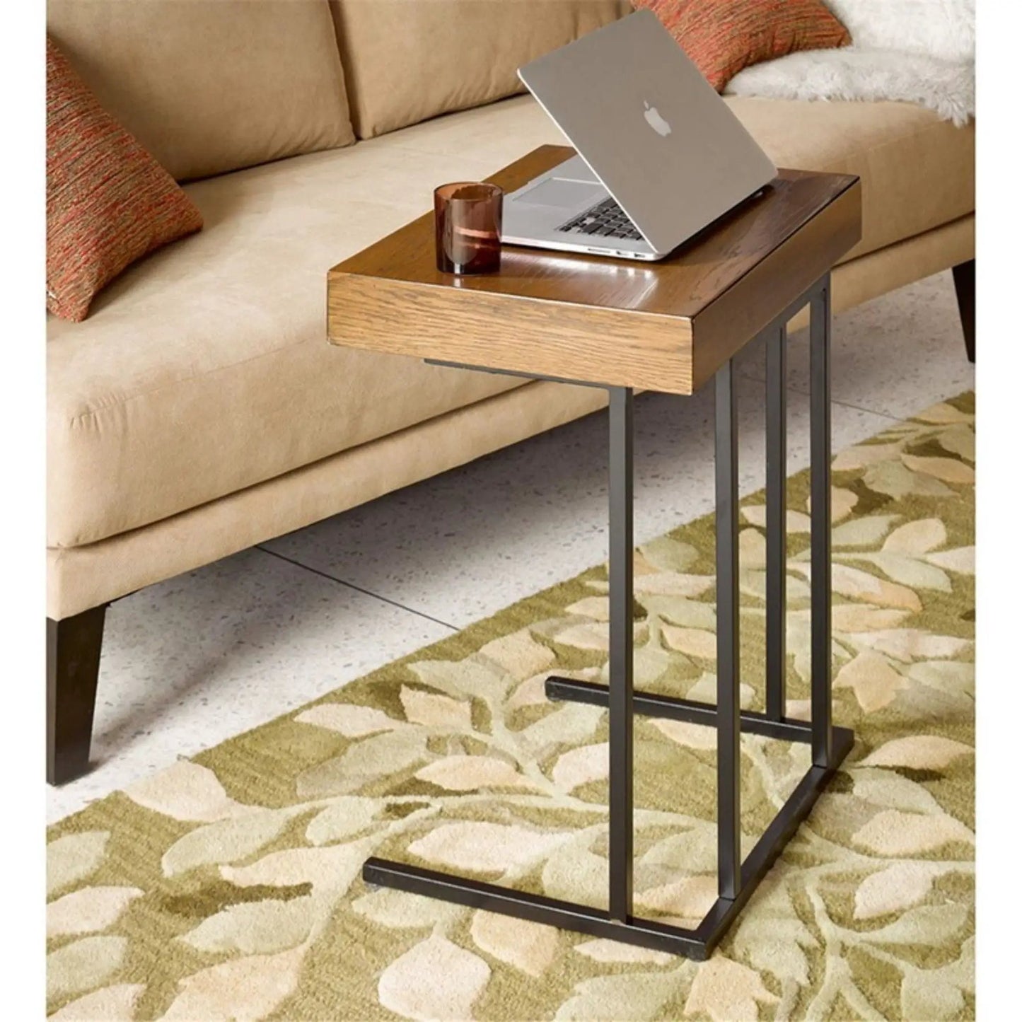 Wynn Pull up Table with Storage Compartment Pecan