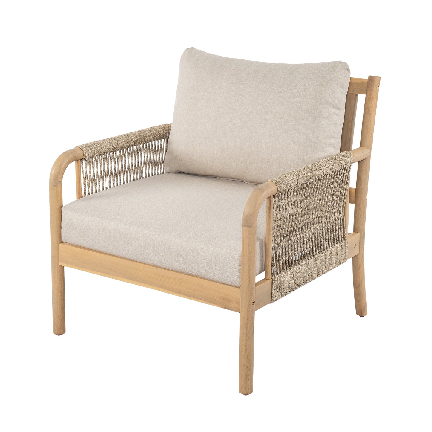 Casper Outdoor chair from HouseOfZazla with beige cushion and woven rope sides on Tampa Home & Garden Store