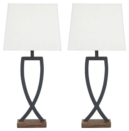 Makara Metal Table Lamp Set Of 2 With Wood Base