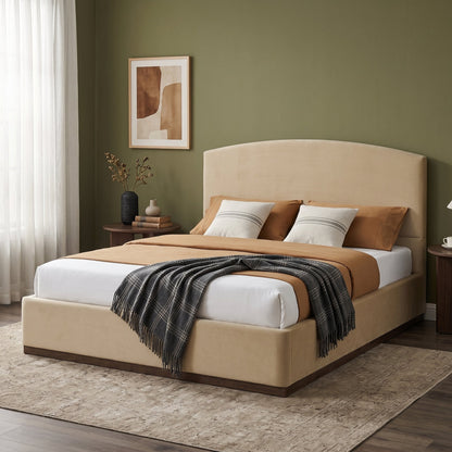 Queen Velvet Upholstered Bed Frame and Headboard