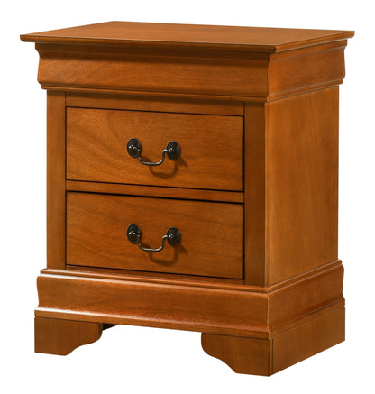 Traditional style nightstand HouseOfZazla in warm wood finish with three drawers and black metal pulls on Tampa Home & Garden Store