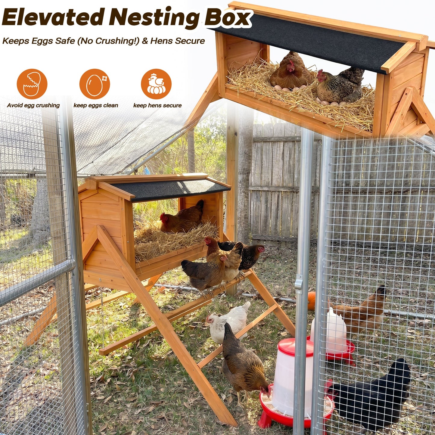 Chicken Nesting Box with Asphalt Roof and Perch