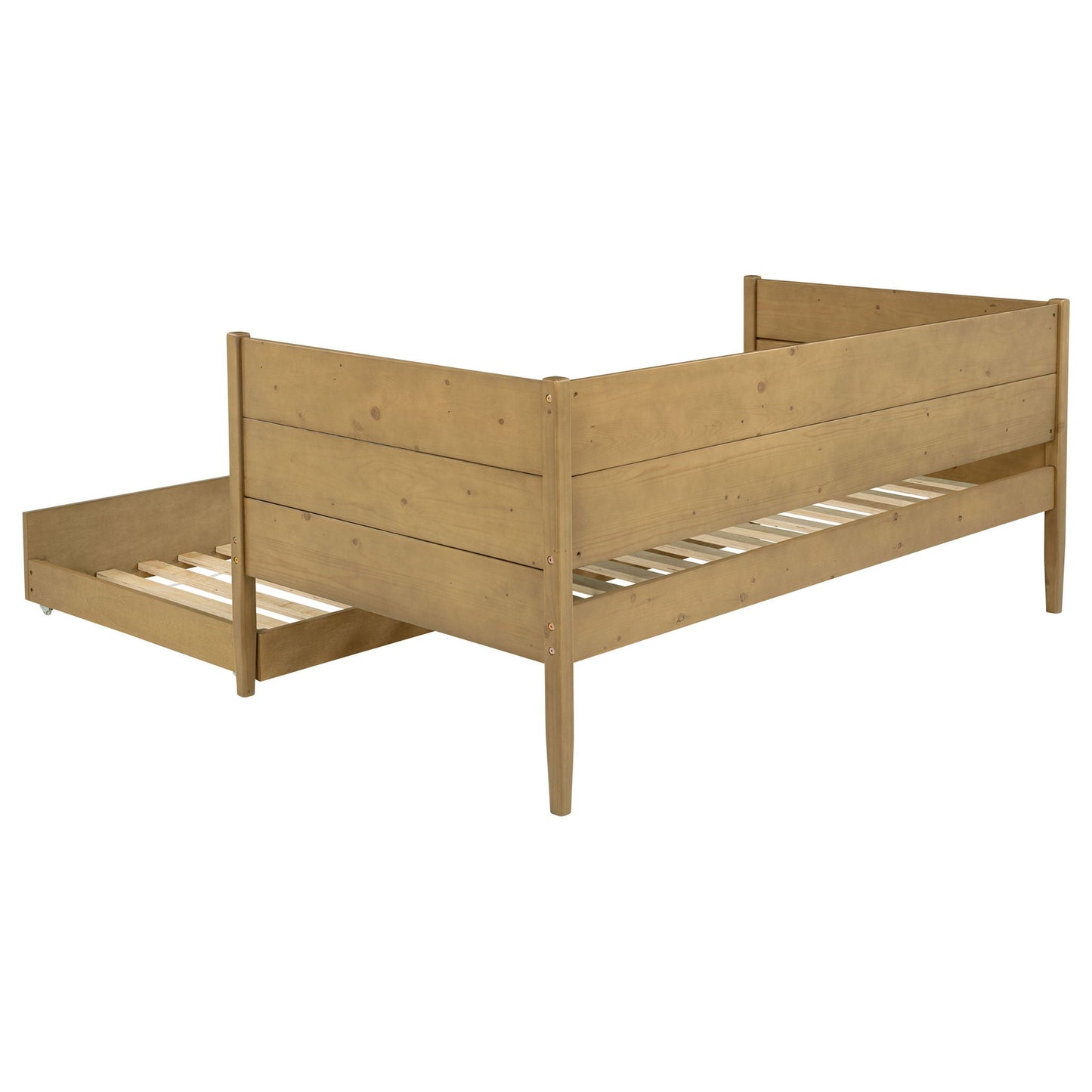 Stewart Twin Daybed with Trundle in natural wood by HouseOfZazla two piece bed frame on Tampa Home & Garden Store