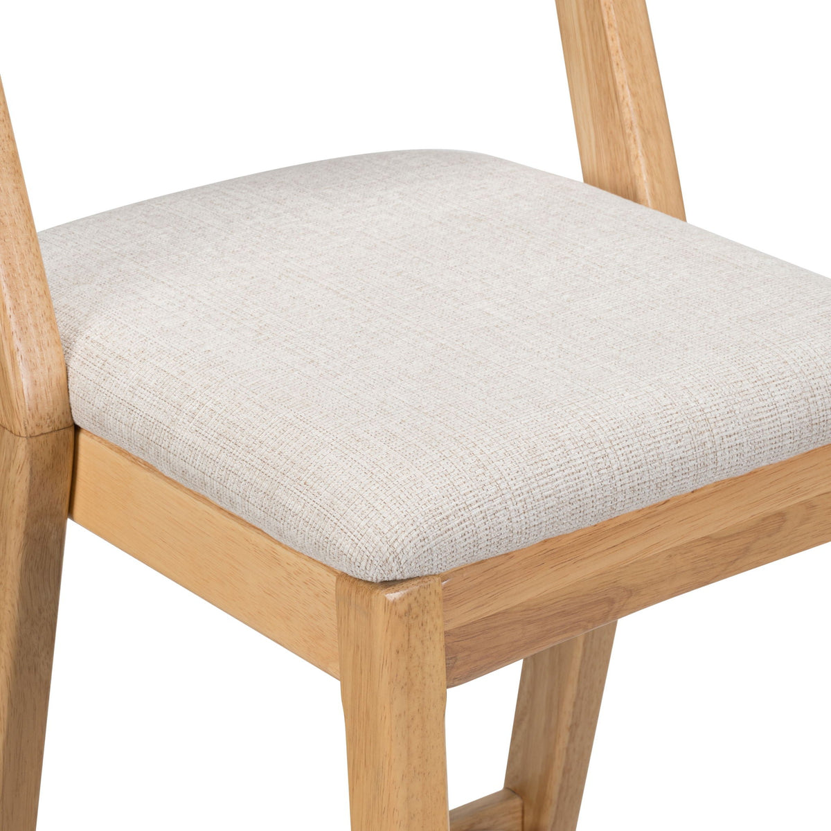 Jasper indoor barstool set of 2 with natural rubberwood legs and beige upholstered seat on Tampa Home & Garden Store