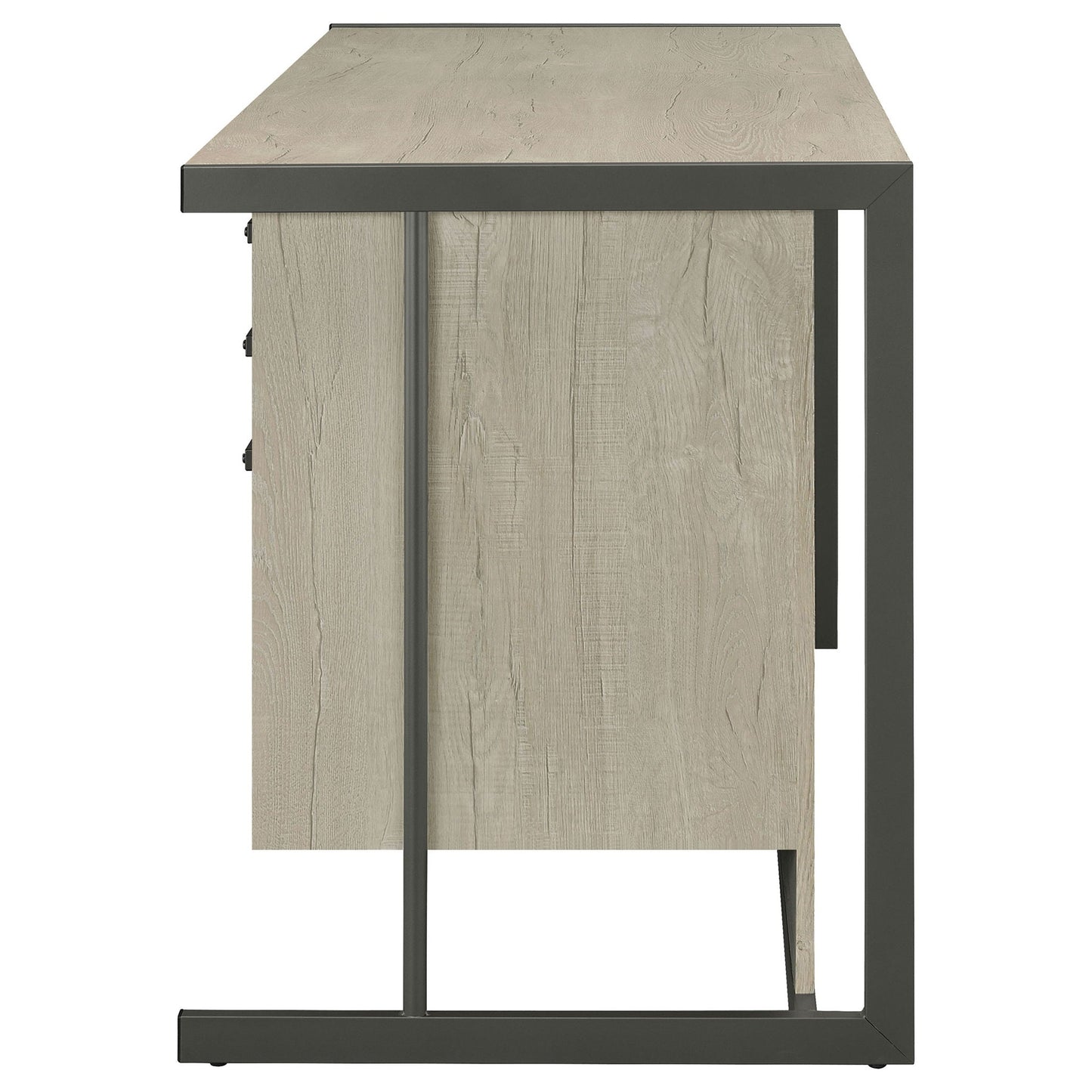 Brisley desk with adjustable keyboard tray and 3-drawer storage, beige/gray wood top, black frame on Tampa Home & Garden Store