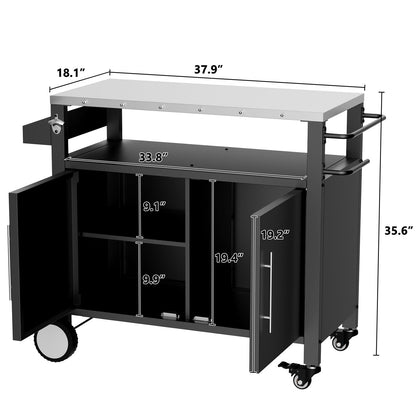Outdoor Grill Cart With Storage Rack and Shelf