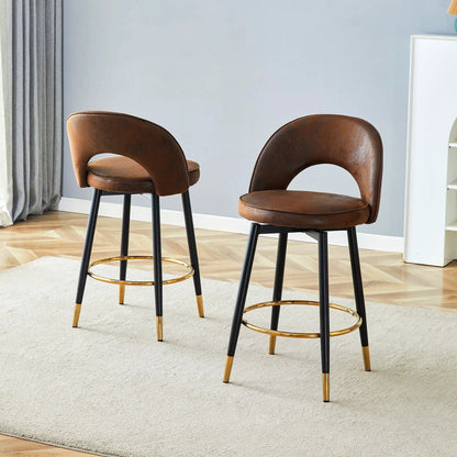 Upholstered Rotatable Bar Chair with Metal Legs