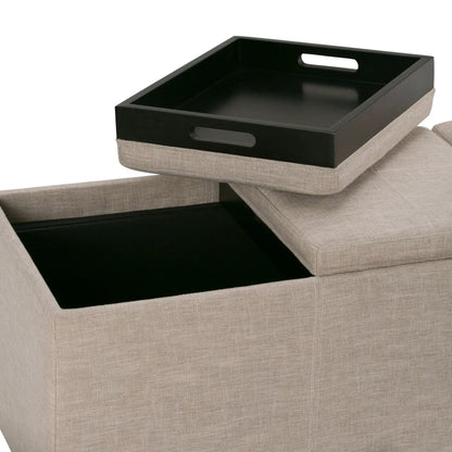 Avalon Upholstered Storage Ottoman With Trays