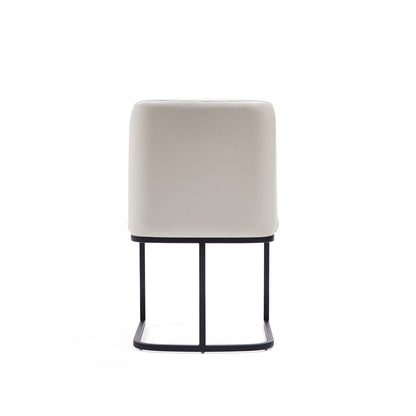 Serena Dining Chair beige upholstery with geometric metal base and cantilever legs HouseOfZazla on Tampa Home & Garden Store