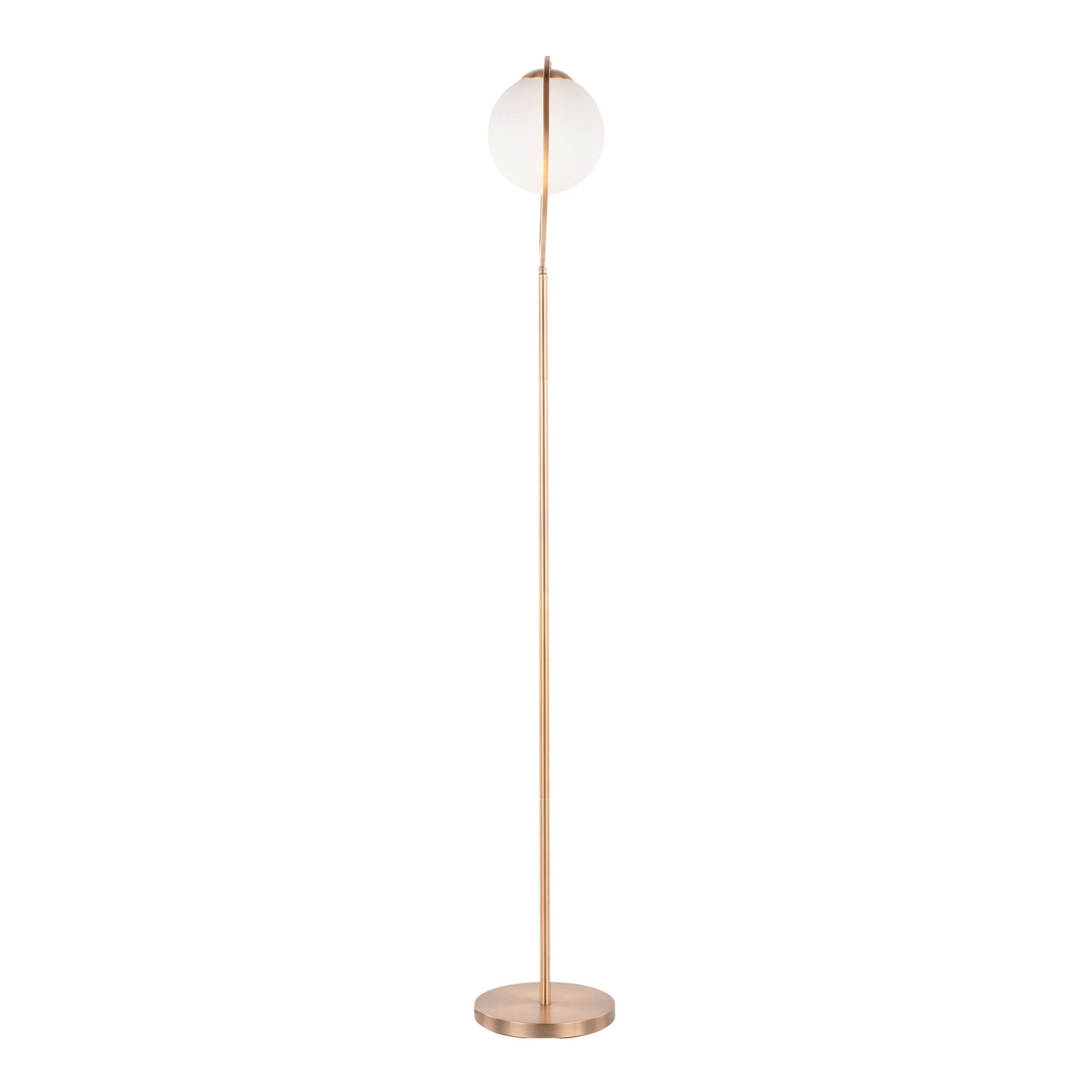 Moon contemporary floor lamp in gold finish with frosted white disk shade by HouseOfZazla on Tampa Home & Garden Store