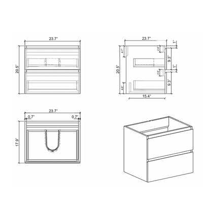 Floating bathroom vanity with large storage blueprint front/side views HouseOfZazla on Tampa Home & Garden Store