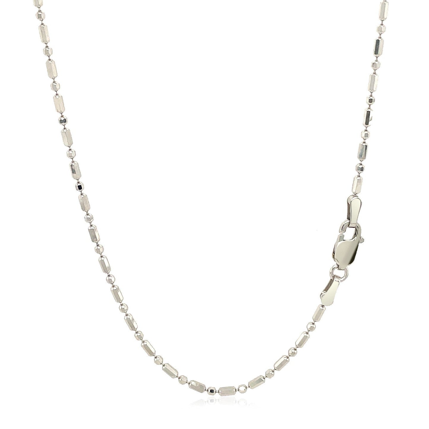 Necklace 14k white gold diamond-cut alternating bead chain 1.5mm Bids.com on Tampa Home & Garden Store