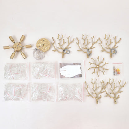 6-light chandelier gold finish with round hub and radiating arms; mounting hardware included on Tampa Home & Garden Store