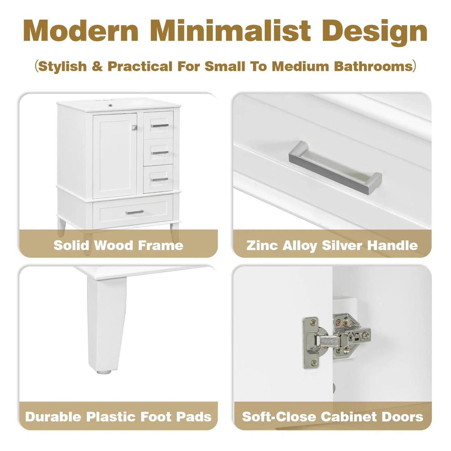 Bathroom Vanity With Sink Solid Wood Cabinet
