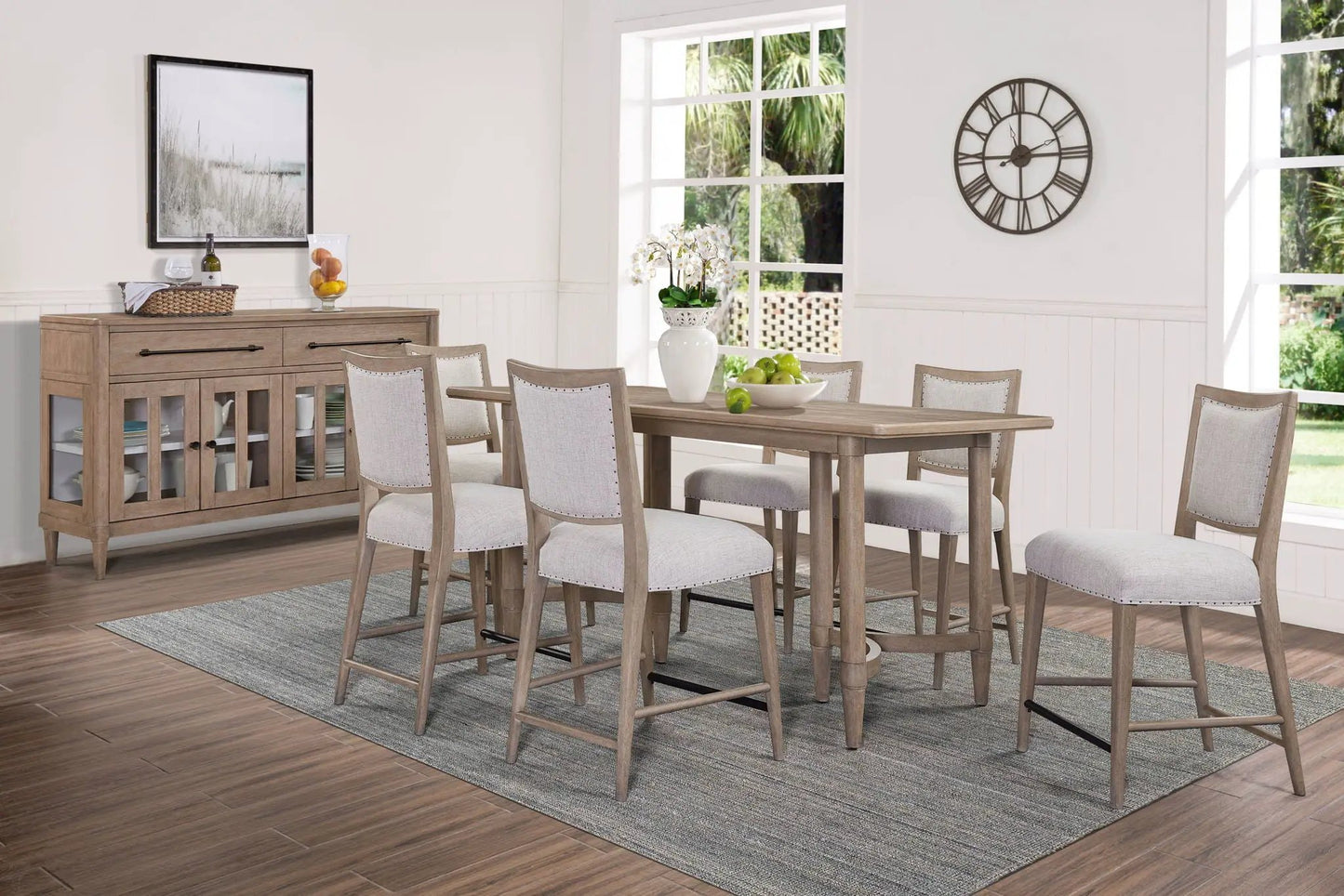 Counter Height Dining Table Colored Sand with chairs by Unique Piece Furniture on Tampa Home & Garden Store