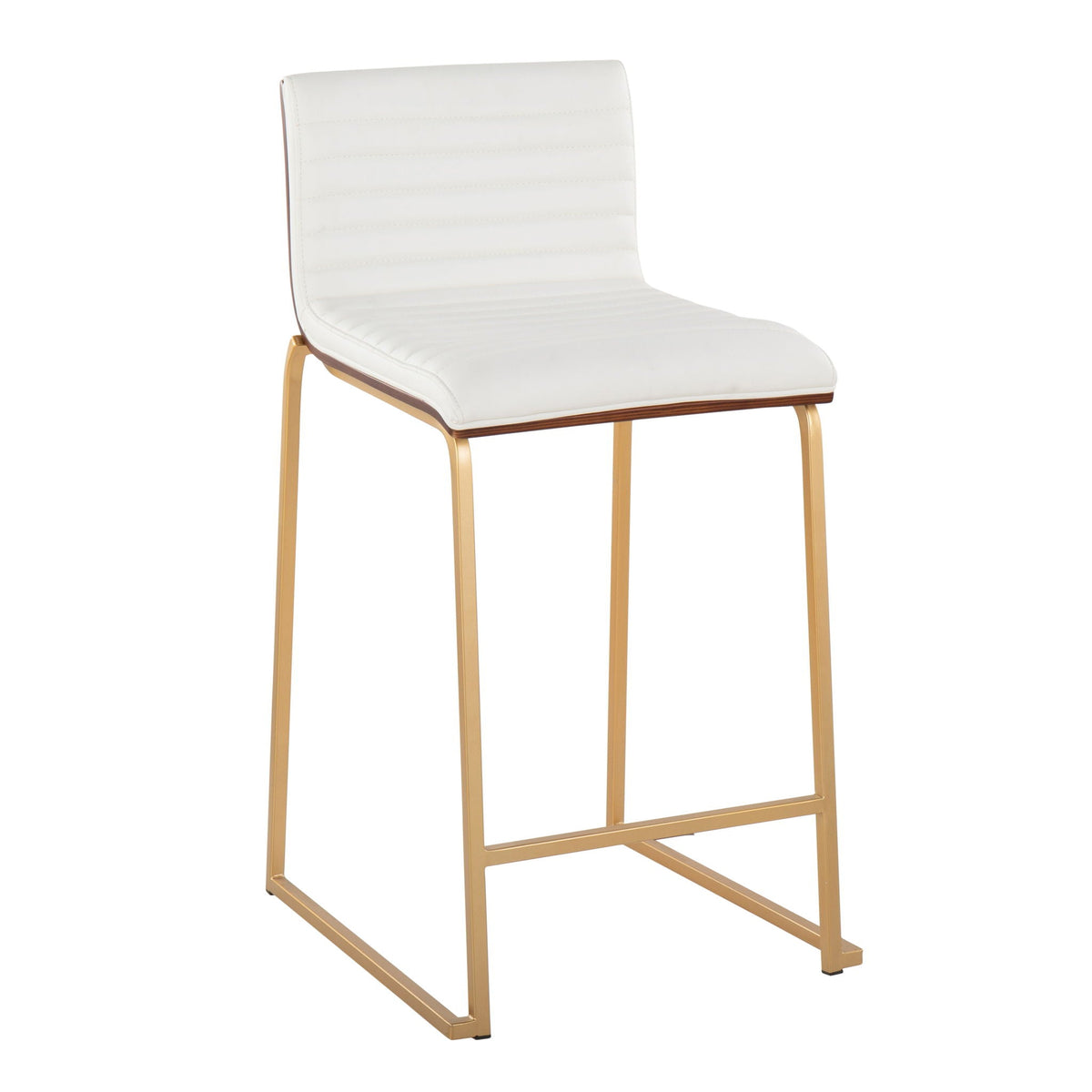 Mason Mara fixed-height white leather counter stools set of 2 with gold metal legs on Tampa Home & Garden Store