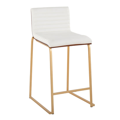 Mason Mara fixed-height white leather counter stools set of 2 with gold metal legs on Tampa Home & Garden Store