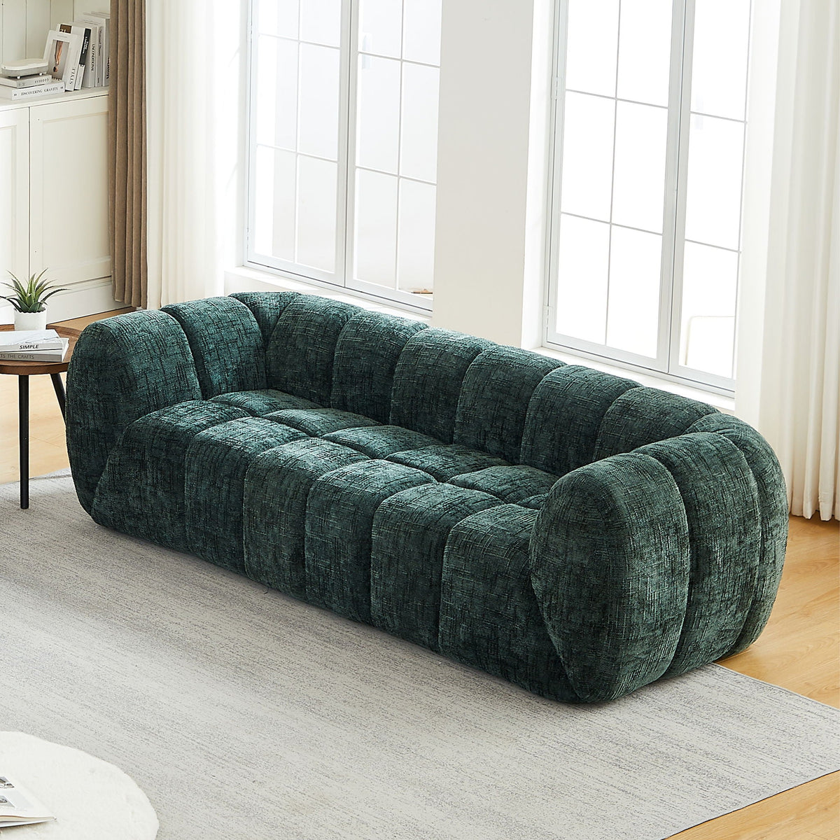 Modern Piano Key Backrest Sofa With Upholstery