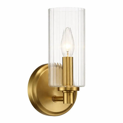 Jardin Single Wall Sconce Ribbed Glass Brass