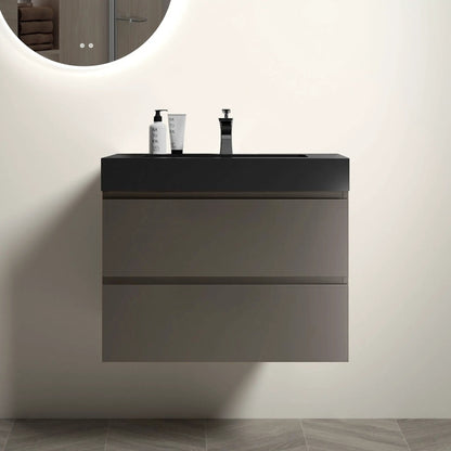 Alice floating bathroom vanity with sink, black matte finish, wall-mounted on Tampa Home & Garden Store