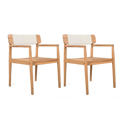 Set of Two Braided Acacia Outdoor Dining Chairs