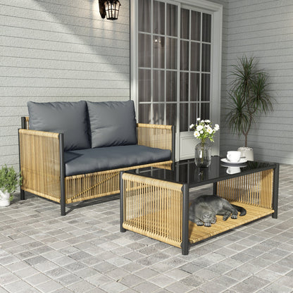 Patio 6-Piece Brown PE Wicker Outdoor Sofa Set with Grey Cushions by HouseOfZazla on Tampa Home & Garden Store