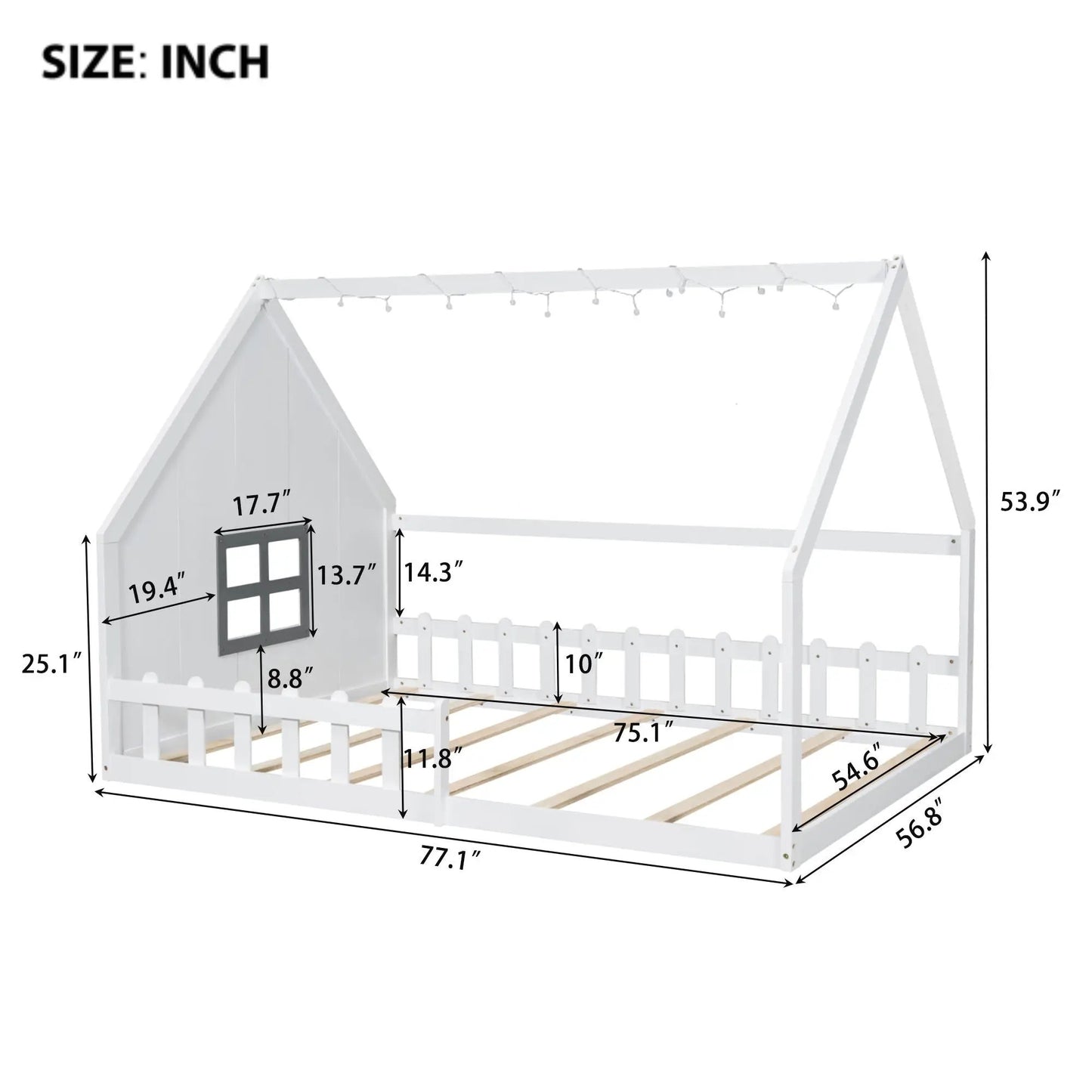 House Bed With Window and Fence Pine Wood Build