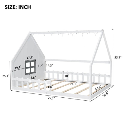 House Bed With Window and Fence Pine Wood Build