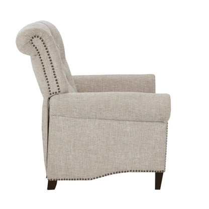 Aidan push back recliner chair cream with tufted back and nailhead trim by HouseOfZazla on Tampa Home & Garden Store