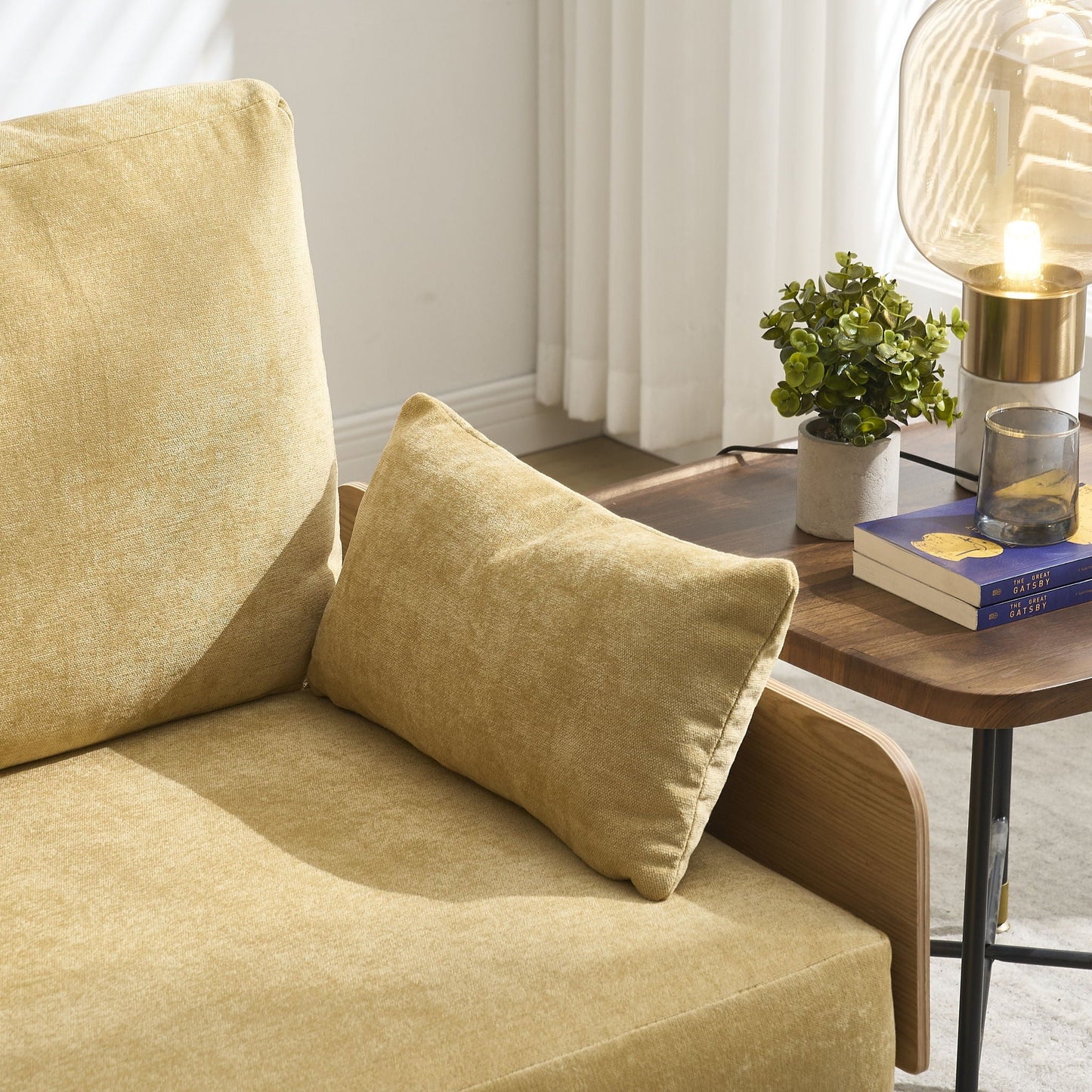 Mid Century Modern 3 Pillow Foldable Sofa Bed