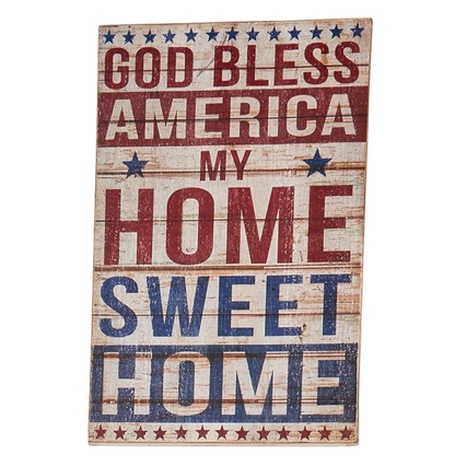 God Bless America Distressed Wooden Sign