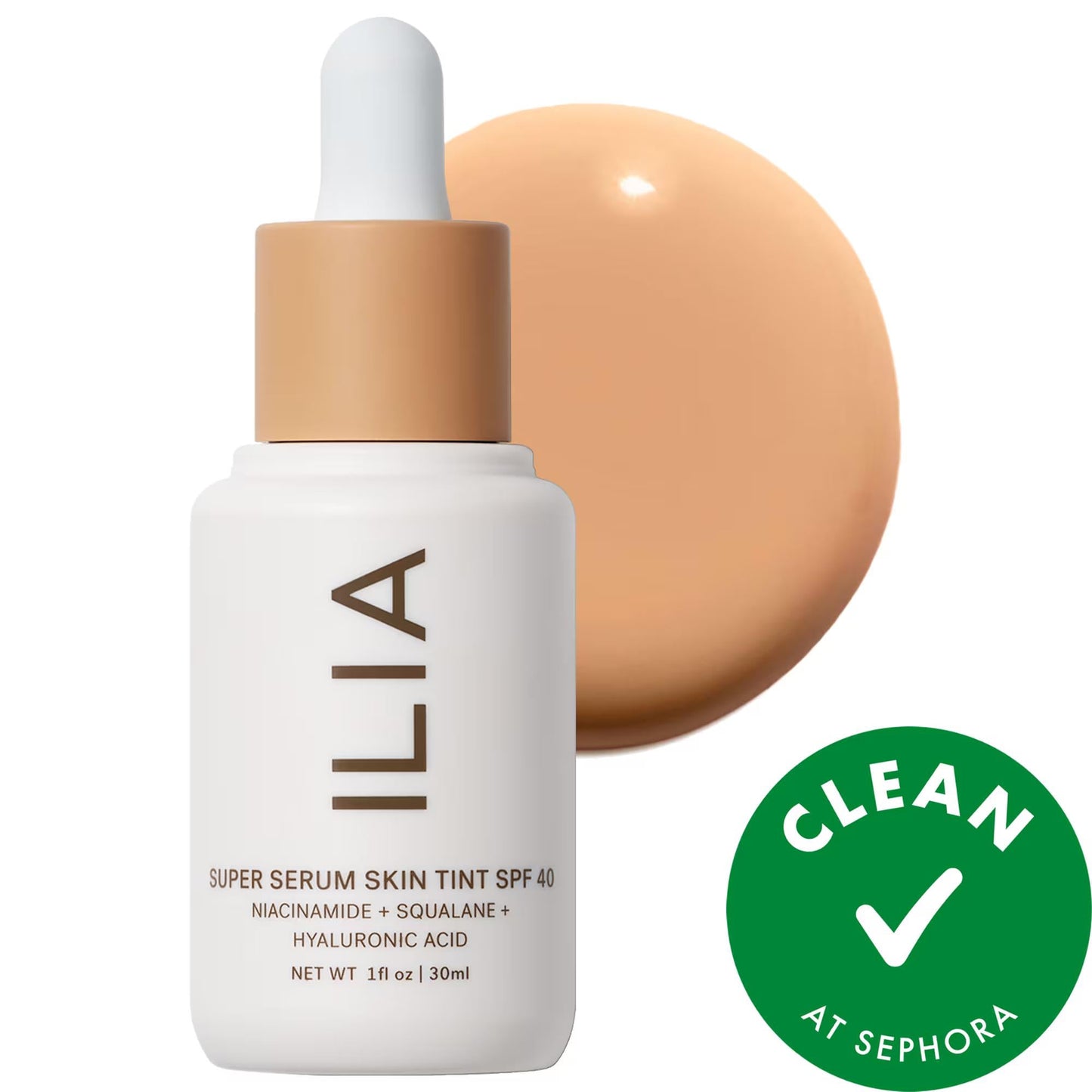 Ilia Super Serum Skin Tint SPF 40 foundation bottle with dropper cap beige shade on Tampa Home & Garden Store