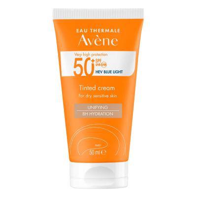 Tinted cream sunscreen Avène SPF50+ 50 ml orange tube for dry skin on Tampa Home & Garden Store
