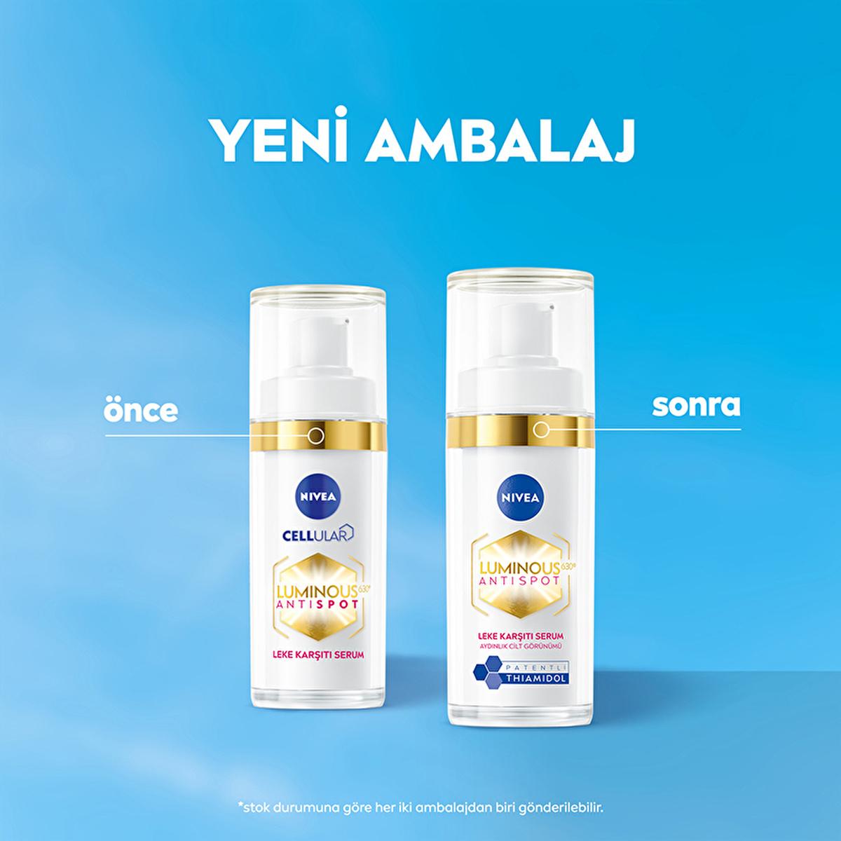 NIVEA Luminous630 Anti-Spot Face Serum duo bottles in white packaging with a gold band on Tampa Home & Garden Store