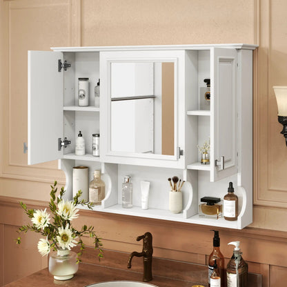 Wall mounted medicine cabinet with mirror and open shelves by Unique Piece Furniture on Tampa Home & Garden Store