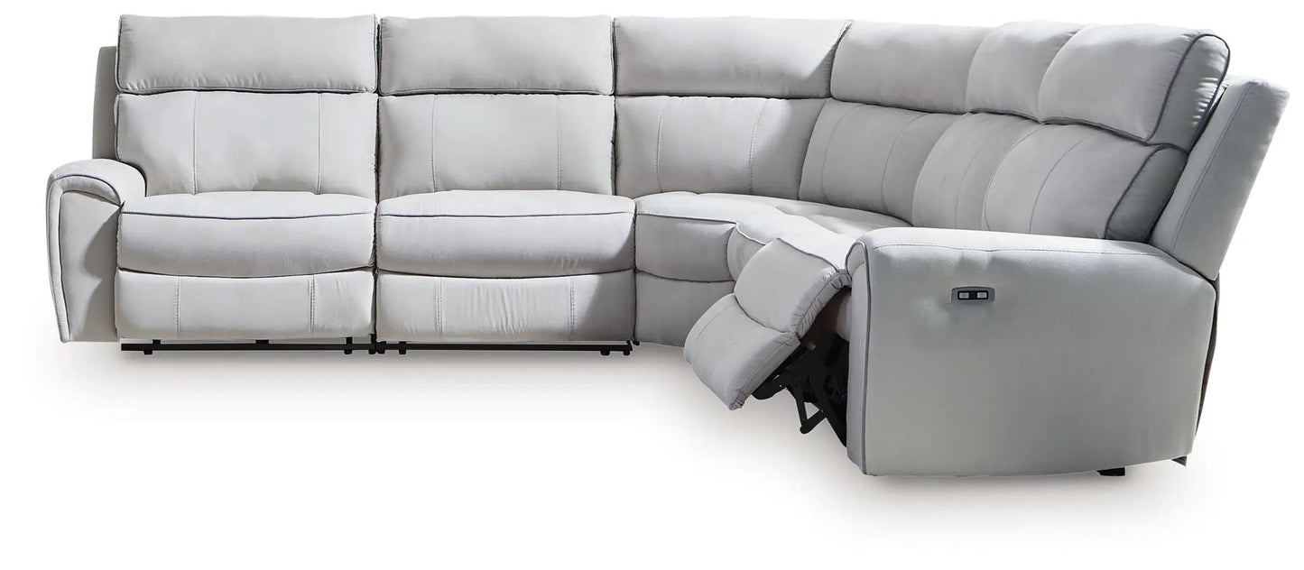 Social Pointe reclining sectional light gray upholstery by Unique Piece Furniture on Tampa Home & Garden Store