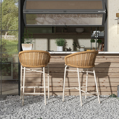 Santorini Wicker Back Outdoor Bar Stool Set of 2