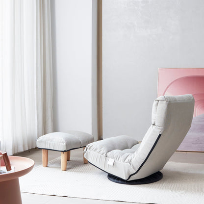 HouseOfZazla Japanese reclining floor chair and ottoman with metal frame in gray fabric on Tampa Home & Garden Store