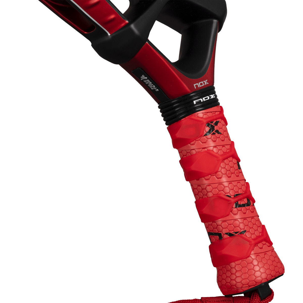 NOX EA10 Ventus Hybrid 12K Xtreme 2026 Padel Racket red hex-textured grip with NOX branding on Tampa Home & Garden Store