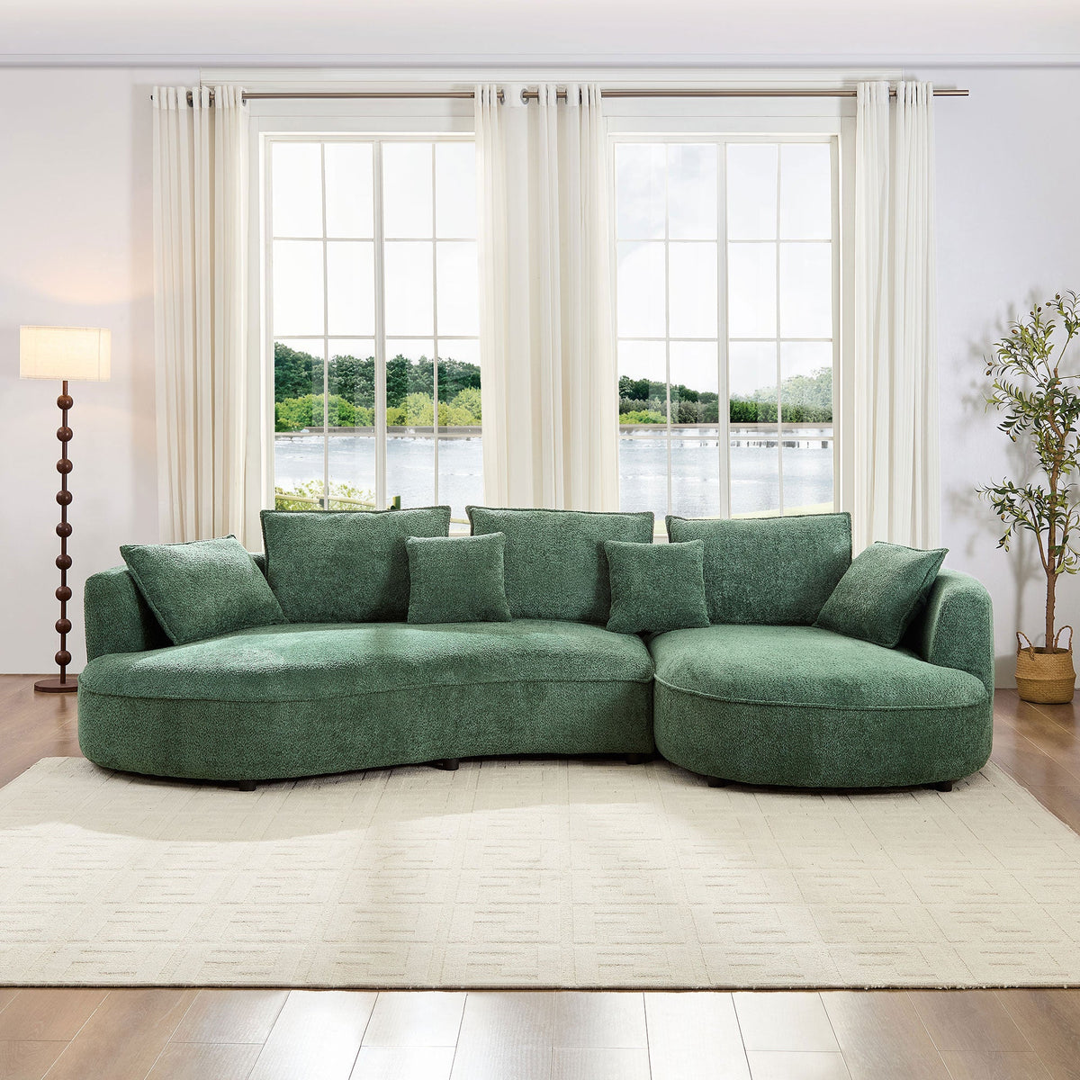 Oversized sectional sofa with chaise in green textured fabric by HouseOfZazla on Tampa Home & Garden Store