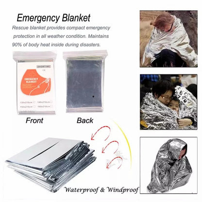 Emergency blanket kit with reflective aluminum sheets, waterproof & windproof, packaging on Tampa Home & Garden Store