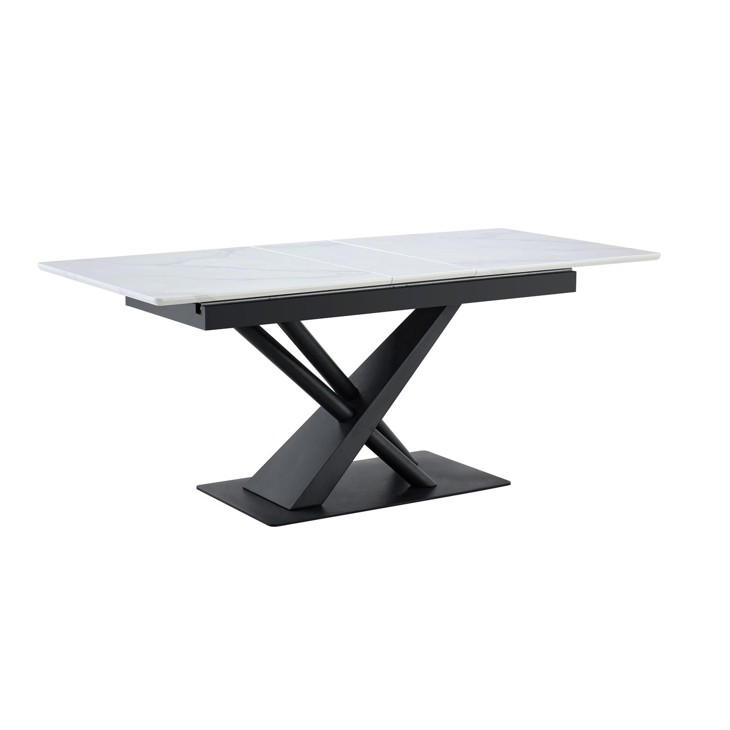 Geometric X Frame Dining Table With Marble Top