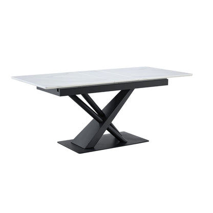 Geometric X Frame Dining Table With Marble Top