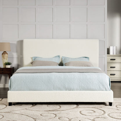 Platform Bed with Upholstered Headboard and Frame