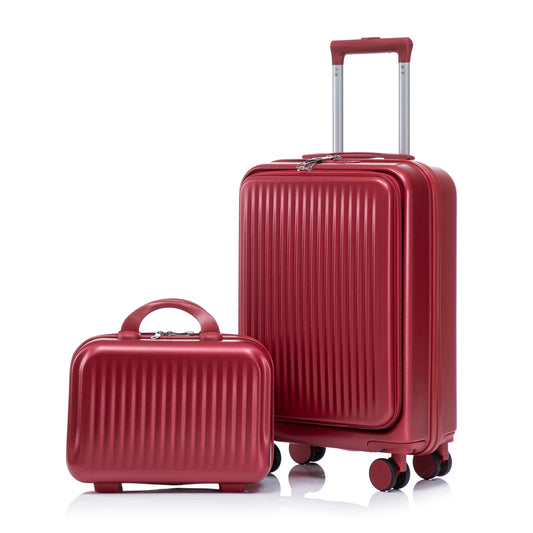 2-piece red ABS spinner luggage set with front-opening design on Tampa Home & Garden Store